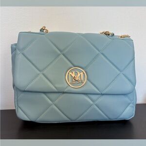 NWT Badgley Mischka Elegant Blue Quilted Shoulder Bag